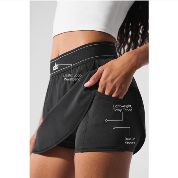 Alo Yoga Match Point Tennis Skirt Black Skort XS NWT $78 Best Seller - Picture 5 of 10